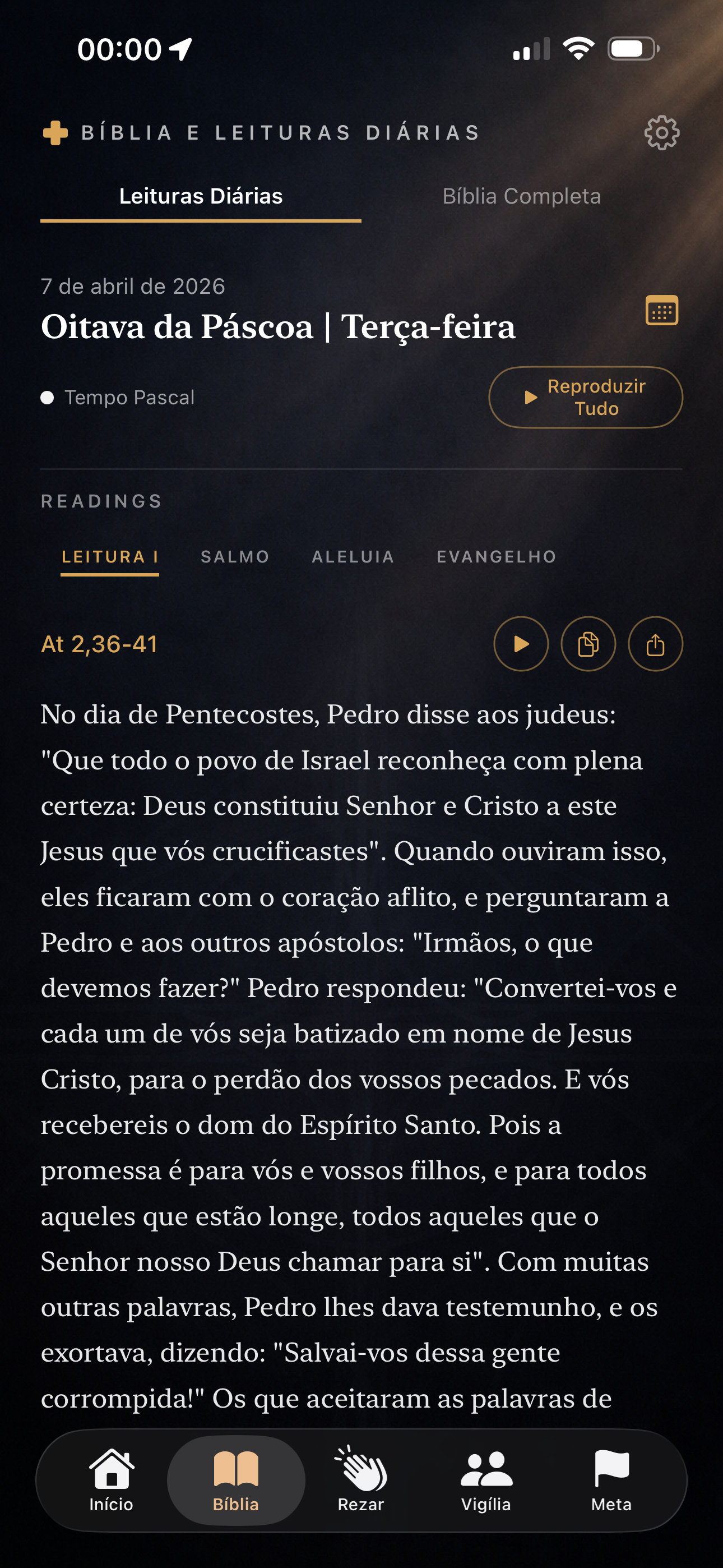 Tela da Leitura do Dia