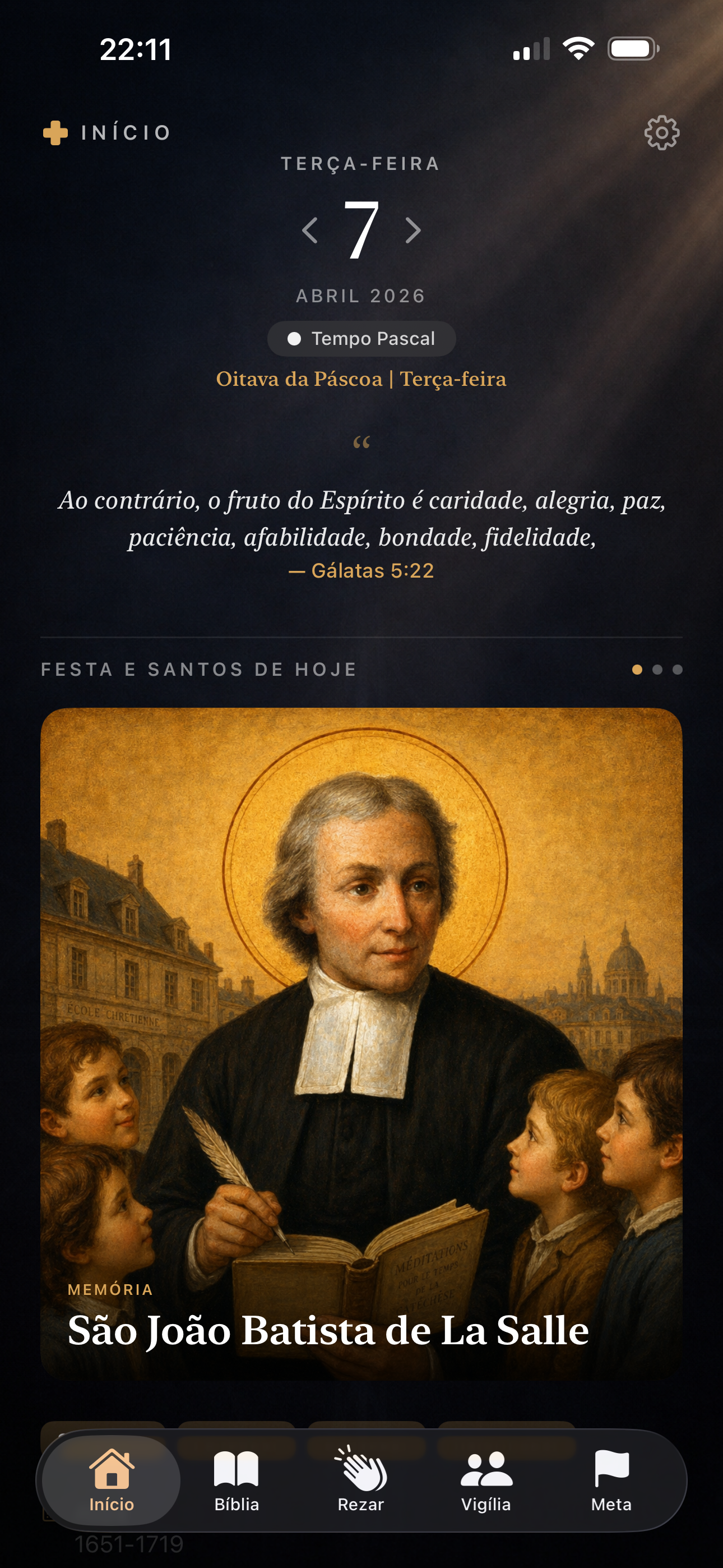 Tela do Santo do Dia